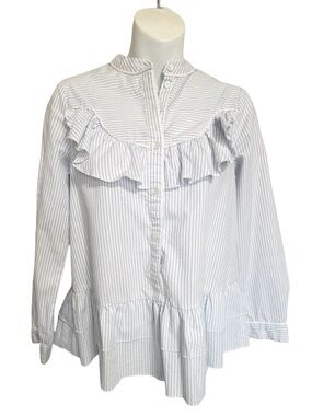 Madewell x Karen Walker Striped Button-Front Blouse Light Blue & White